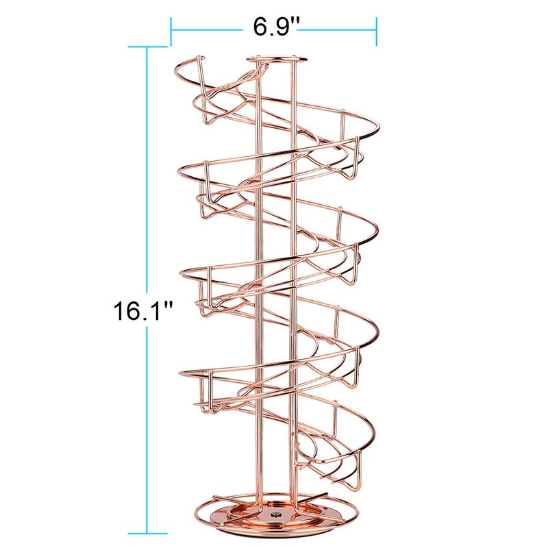 Toplife Spiral Design Metal Egg Skelter Dispenser Rack, Storage Display Rack, Rose Gold - Image 2